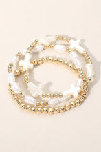 Load image into Gallery viewer, Gold and Pearl Cross Bracelet set