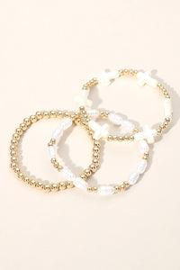 Gold and Pearl Cross Bracelet set