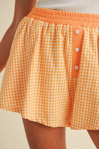 Melanie Boxer Brief Gingham Plaid Shorts - Orange