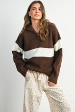 Load image into Gallery viewer, Deanna Stripe Collared Zip Sweater