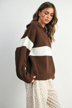 Load image into Gallery viewer, Deanna Stripe Collared Zip Sweater