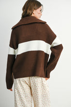 Load image into Gallery viewer, Deanna Stripe Collared Zip Sweater