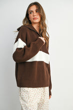 Load image into Gallery viewer, Deanna Stripe Collared Zip Sweater