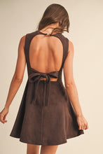 Load image into Gallery viewer, Chocolate Suede Open Back Mini Dress