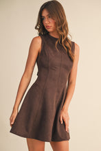 Load image into Gallery viewer, Chocolate Suede Open Back Mini Dress