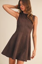 Load image into Gallery viewer, Chocolate Suede Open Back Mini Dress