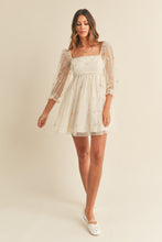 Load image into Gallery viewer, Kyra Puff Sleeve Tulle Ribbon Babydoll Dress - Cream