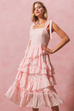 Load image into Gallery viewer, Margot Tiered Ruffle Midi Dress: Blush