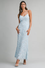 Load image into Gallery viewer, Winnie Blue Sequin Floral Dress