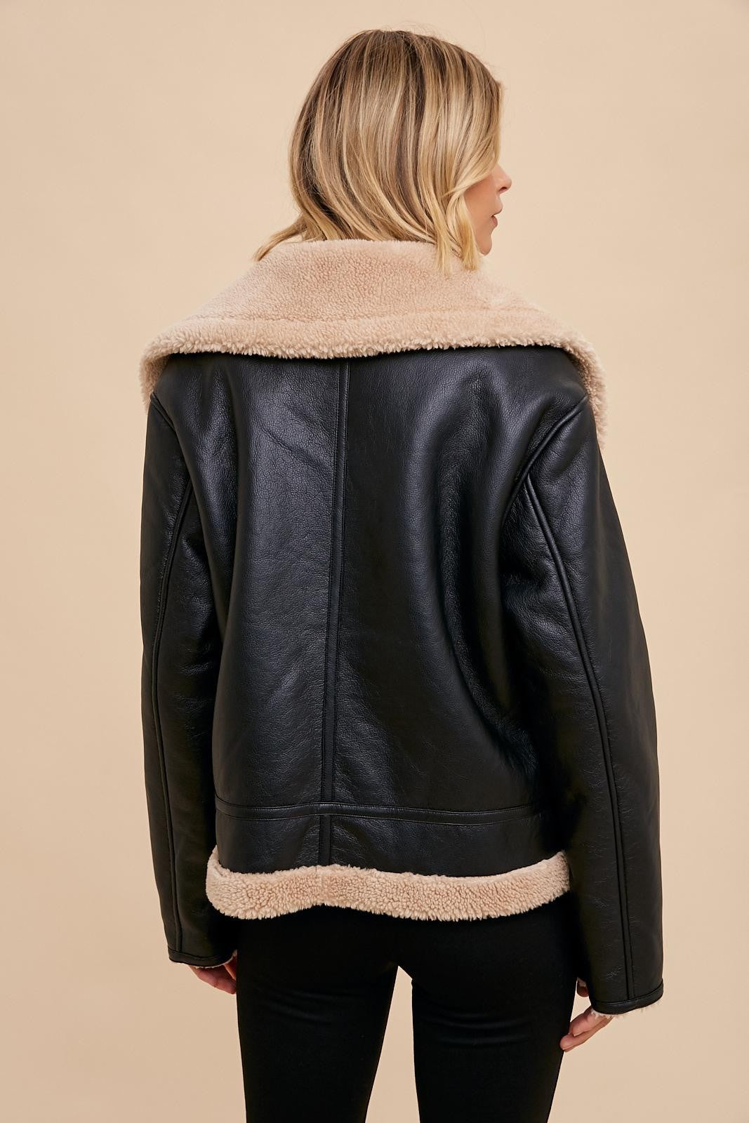Cassidy Vegan Leather & Sherpa Jacket – Thread + Vine Boutique