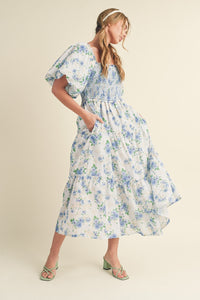 Mia Smocked Floral Puff Sleeve Maxi Dress, Preorder