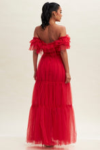 Load image into Gallery viewer, Kiana Tiered Tulle Red Maxi Dress