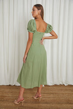 Load image into Gallery viewer, Puff Sleeved Tied Front Midi Dress