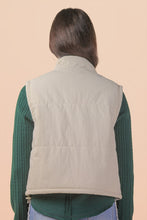 Load image into Gallery viewer, Fawn Puffer Ribbon Zip Up Vest - Cream