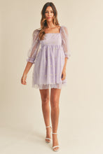 Load image into Gallery viewer, Kyra Puff Sleeve Tulle Ribbon Babydoll Dress - Lavender