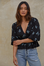 Load image into Gallery viewer, Hannah Floral Peplum Tie Blouse