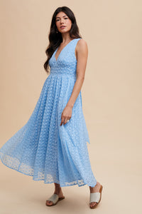 Solene Embroidered Maxi Dress - Blue Sky