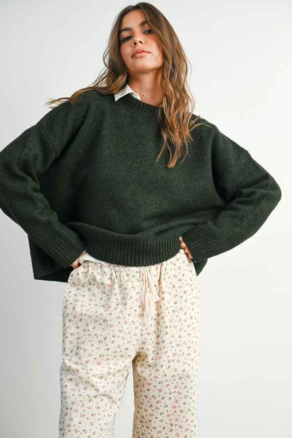 Fallon Open Back Bowtie Sweater - Emerald