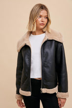 Load image into Gallery viewer, Cassidy Vegan Leather &amp; Sherpa Jacket
