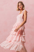 Load image into Gallery viewer, Margot Tiered Ruffle Midi Dress: Blush