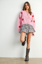 Load image into Gallery viewer, Strawberry Knit Cardigan - Pink