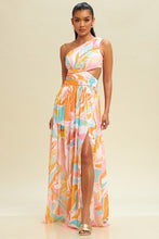 Load image into Gallery viewer, Tia Asymmetrical Mesh Multicolor Maxi Dress: PREORDER