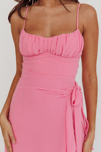 Clara Pink Chiffon Asymmetrical Waterfall Dress