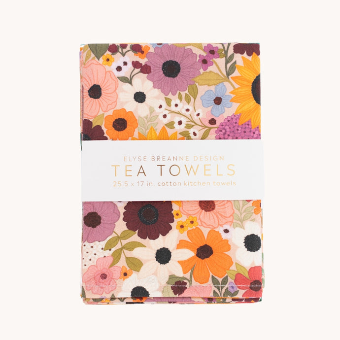 Pack of 2 Rainbow Sunflower Garden Tea Towels