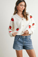 Load image into Gallery viewer, Strawberry Knit Cardigan - Ivory