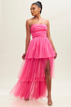 Load image into Gallery viewer, Meghan Tiered Tulle Strapless Party Dress - Barbie Pink