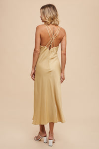 Cleo Satin Slip Dress with Plunging Back