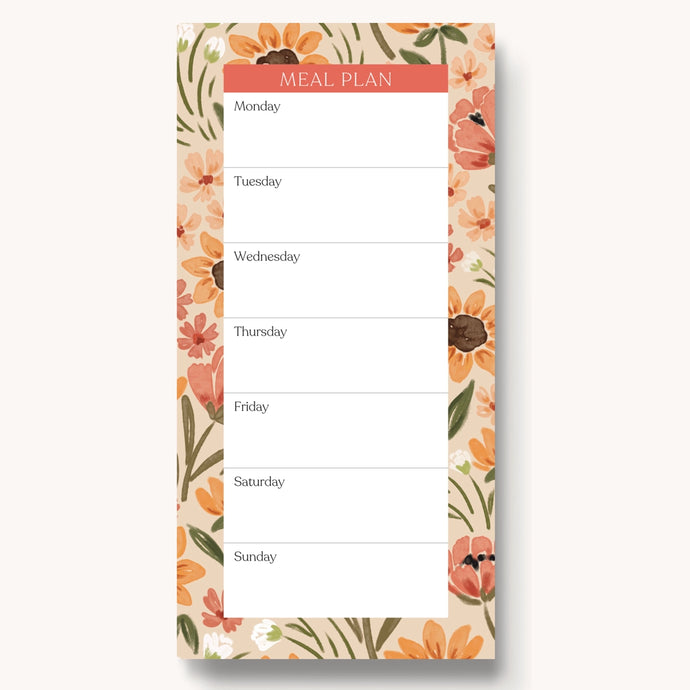 Sunny Poppies Magnetic Meal Plan Notepad