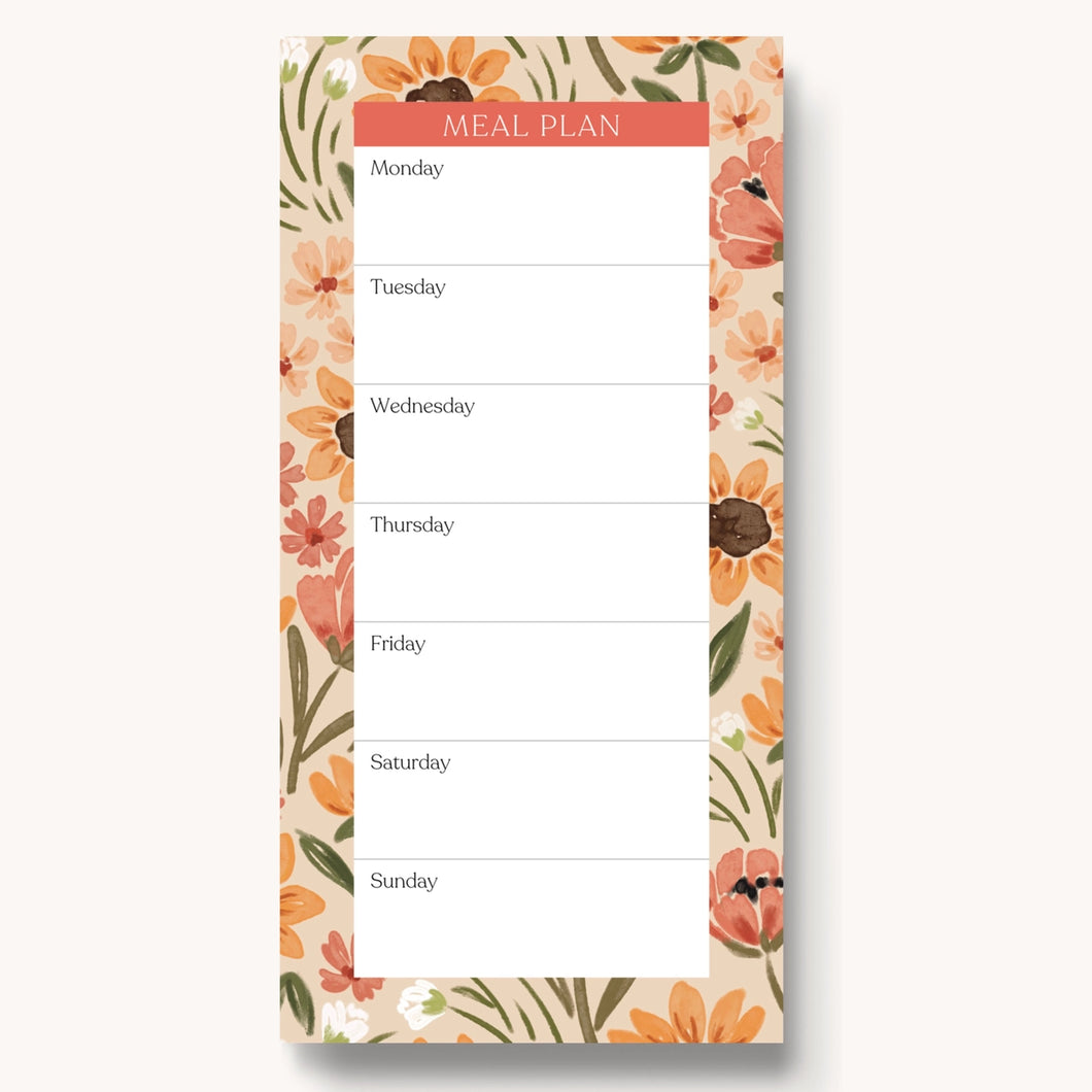 Sunny Poppies Magnetic Meal Plan Notepad