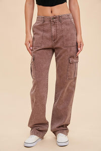 Stone Washed Cargo Jeans