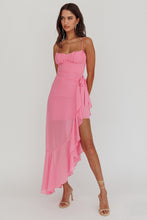 Load image into Gallery viewer, Clara Pink Chiffon Asymmetrical Waterfall Dress