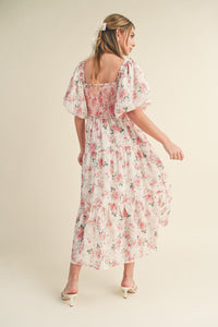 Mia Smocked Floral Puff Sleeve Maxi Dress, Preorder