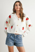 Load image into Gallery viewer, Strawberry Knit Cardigan - Ivory