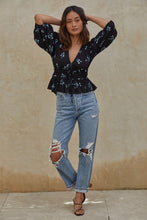 Load image into Gallery viewer, Hannah Floral Peplum Tie Blouse