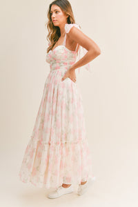 Winnie Flowy Pink Floral Sweetheart Maxi Dress - PREORDER