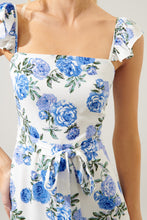Load image into Gallery viewer, Aimee Tiered Flutter Sleeve Floral Midi Dress - Blue