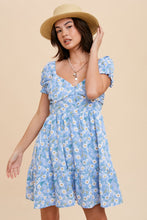 Load image into Gallery viewer, Kitt Puff Sleeve Daisy Floral Mini Flare Dress