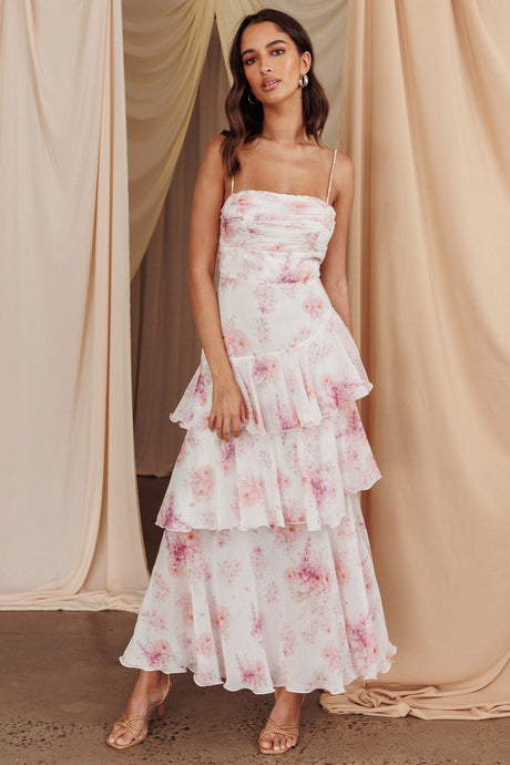 Esmeralda Romantic Tiered Floral Maxi Dress