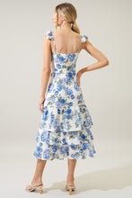 Load image into Gallery viewer, Aimee Tiered Flutter Sleeve Floral Midi Dress - Blue