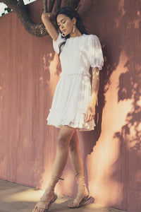 Alayna Ivory Ruffle Smocked Mini Dress