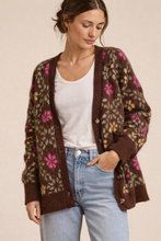 Load image into Gallery viewer, Laney Floral Brushed Cardigan - Brown/Pink