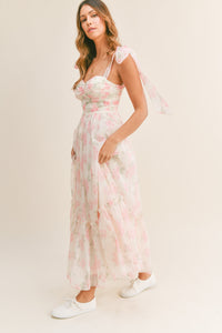 Winnie Flowy Pink Floral Sweetheart Maxi Dress - PREORDER