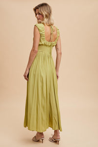 Janine Gathered V Neck Maxi Dress