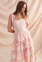 Load image into Gallery viewer, Margot Tiered Ruffle Midi Dress: Blush