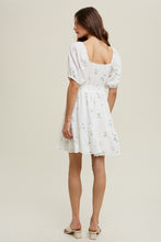 Load image into Gallery viewer, Jillian Embroidered Gauze Babydoll Mini Dress - White