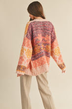 Load image into Gallery viewer, Laney Fuzzy Multi Color Floral Cardigan - Peach